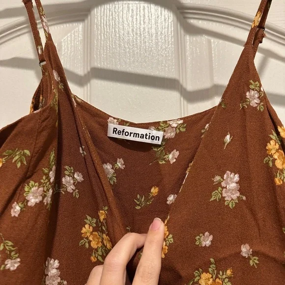 Reformation Ventura floral-print slip dress in Brown - size S - Picture 9 of 12